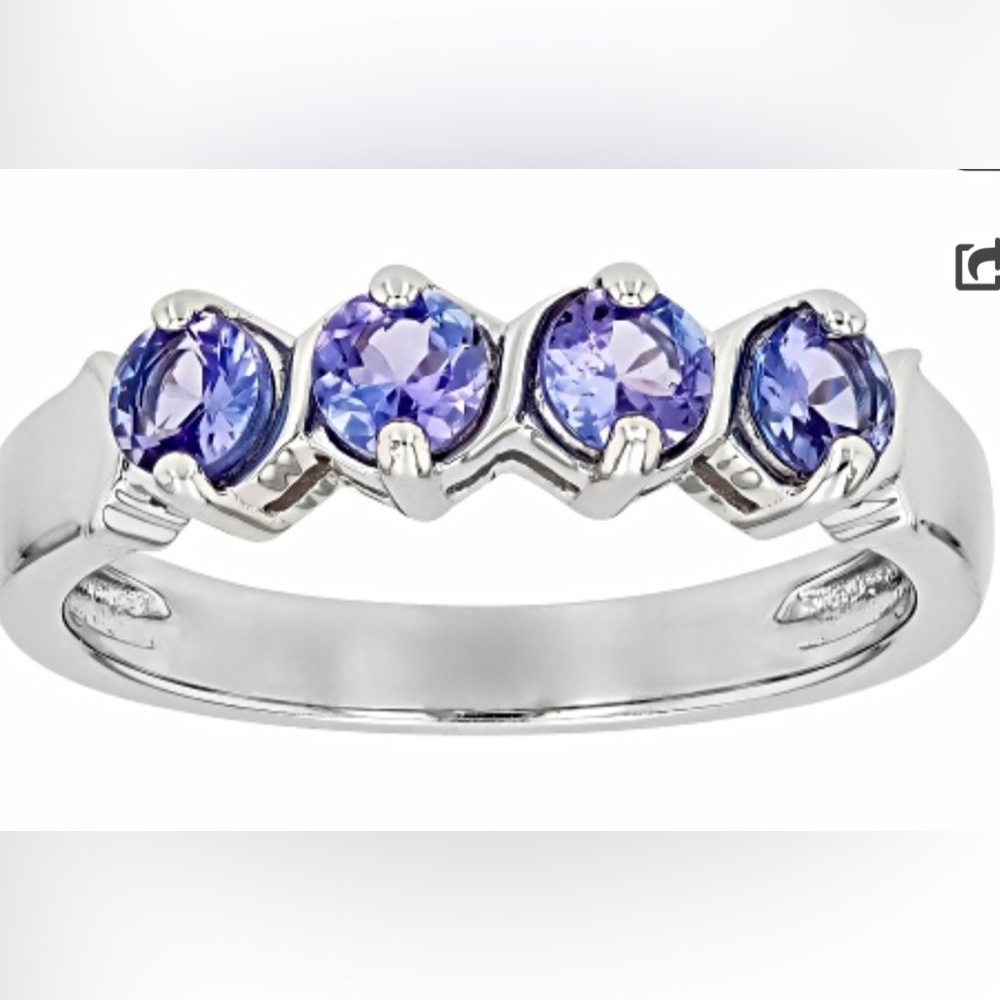 Blue Tanzanite and Sterling Silver Band Ring 0.58ctw. Size 10. Pretty!
